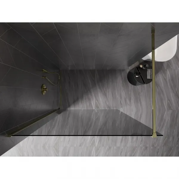 MEXEN/S - Kyoto-X Sprchová zástena WALK-IN 60 x 200, grafit 10 mm, zlato 800-060-101-50-40-X