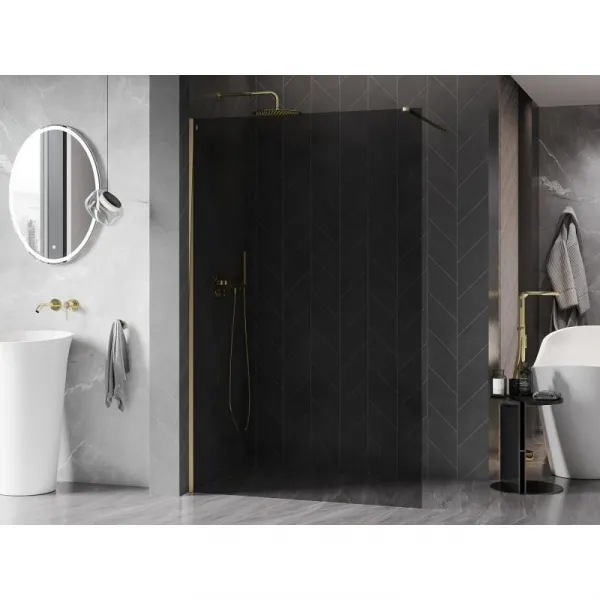 MEXEN/S - Kyoto-X Sprchová zástena WALK-IN 110 x 200, grafit 10 mm, zlato 800-110-101-50-40-X