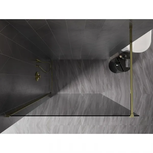 MEXEN/S - Kyoto-X Sprchová zástena WALK-IN 80 x 200, grafit 10 mm, zlato 800-080-101-50-40-X