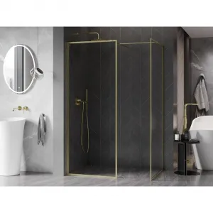 MEXEN/S - Kyoto-XF Sprchová zástena WALK-IN s rámom 100x90, transparent 10 mm, zlato kefovaná 800-100-202-04-55-090-XF