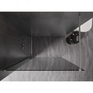 MEXEN/S - Kyoto-X Sprchová zástena WALK-IN 100 x 200, grafit 10 mm, nikel kartáčovaný 800-100-101-97-40-X