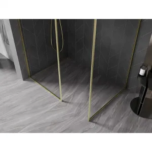 MEXEN/S - Kyoto-XF Sprchová zástena WALK-IN s rámom 100x90, transparent 10 mm, zlato kefovaná 800-100-202-04-55-090-XF