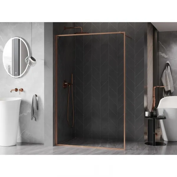 MEXEN/S - Kyoto-XF Sprchová zástena WALK-IN s rámom 110 x 202, transparent 10 mm, meď kartáčovaná 800-110-104-65-00-X