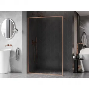 MEXEN/S - Kyoto-XF Sprchová zástena WALK-IN s rámom 110 x 202, transparent 10 mm, meď kartáčovaná 800-110-104-65-00-X