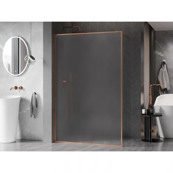 MEXEN/S - Kyoto-XF Sprchová zástena WALK-IN s rámom 80 x 202, dekor 10 mm, meď kartáčovaná 800-080-104-65-30-X