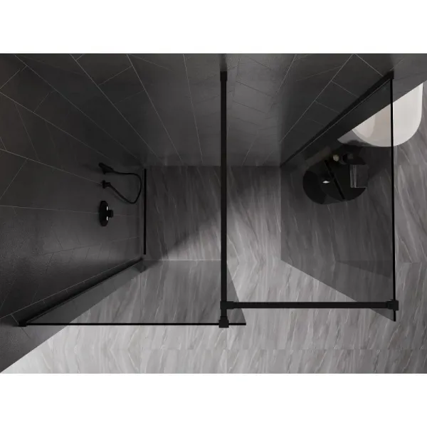 MEXEN/S - Kyoto-X Sprchová zástena WALK-IN 80 x 70, transparent 10 mm, čierna 800-080-202-70-00-070-X
