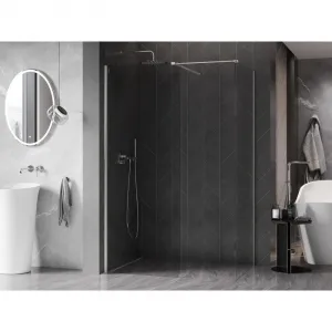 MEXEN/S - Kyoto-X Sprchová zástena WALK-IN 90 x 80, transparent 10 mm, nikel kartáčovaný 800-090-202-97-00-080-X