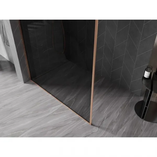 MEXEN/S - Kyoto-XF Sprchová zástena WALK-IN s rámom 80 x 202, grafit 10 mm, meď kartáčovaná 800-080-104-65-40-X