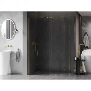 MEXEN/S - Kyoto-X Sprchová zástena WALK-IN 110 x 70, transparent 10 mm, zlato 800-110-202-50-00-070-X