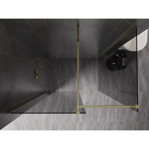 MEXEN/S - Kyoto-X Sprchová zástena WALK-IN 110 x 110, transparent 10 mm, zlato 800-110-202-50-00-110-X