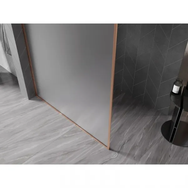 MEXEN/S - Kioto-XF Sprchová zástena WALK-IN s rámom 100 x 202, dekor 10 mm, meď kartáčovaná 800-100-104-65-30-X