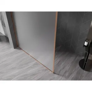 MEXEN/S - Kioto-XF Sprchová zástena WALK-IN s rámom 100 x 202, dekor 10 mm, meď kartáčovaná 800-100-104-65-30-X