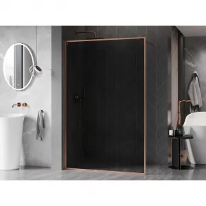 MEXEN/S - Kyoto-XF Sprchová zástena WALK-IN s rámom 70 x 202, grafit 10 mm, meď kartáčovaná 800-070-104-65-40-X