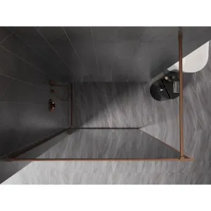 MEXEN/S - Kyoto-XF Sprchová zástena WALK-IN s rámom 70 x 202, grafit 10 mm, meď kartáčovaná 800-070-104-65-40-X