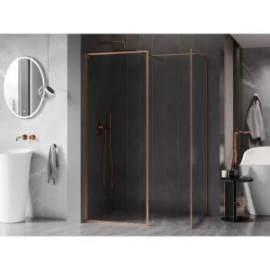 MEXEN/S - Kyoto-XF Sprchová zástena WALK-IN s rámom 100x100, transparent 10 mm, meď kartáčovaná 800-100-202-04-65-100-XF
