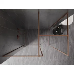 MEXEN/S - Kyoto-XF Sprchová zástena WALK-IN s rámom 150x100, transparent 10 mm, meď kartáčovaná 800-150-202-04-65-100-XF