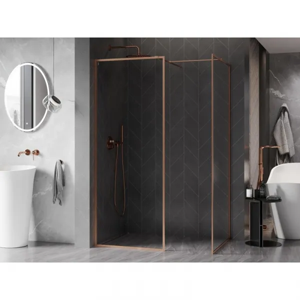 MEXEN/S - Kyoto-XF Sprchová zástena WALK-IN s rámom 150x100, transparent 10 mm, meď kartáčovaná 800-150-202-04-65-100-XF
