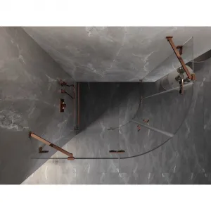 MEXEN/S - Lunar sprchovací kút štvrťkruh krídlový ľavá 90 x 80, transparent, ružové zlato 833-090L-080P-60-00