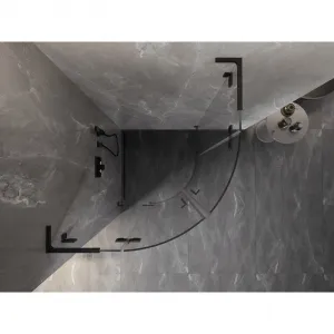 MEXEN/S - Lunar L sprchový kút štvrťkruh krídlový 90 x 90, transparent, čierna 833L-090L-090P-70-00