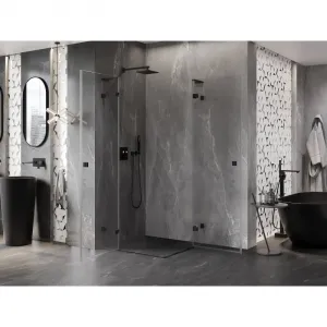 MEXEN/S - Lunar L Duo sprchovací kút dvere krídlové 80 x 80, transparent, čierna 834L-080L-080P-70-00
