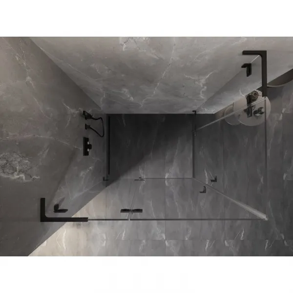 MEXEN/S - Lunar L Duo sprchovací kút dvere krídlové 100 x 80, transparent, čierna 834L-100L-080P-70-00