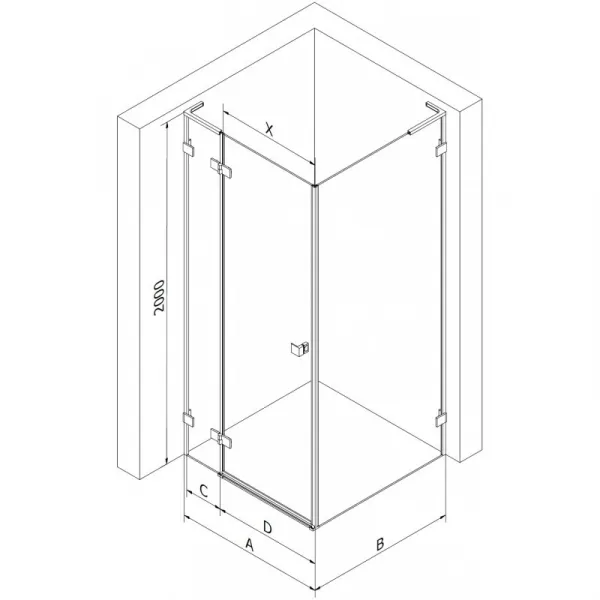 MEXEN/S - Lunar L sprchový kút dvere krídlové ľavá 80 x 80, transparent, čierna 834L-080-080-70-00-L
