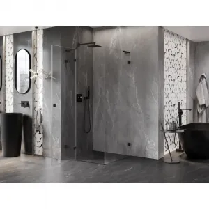 MEXEN/S - Lunar L sprchový kút dvere krídlové ľavá 80 x 80, transparent, čierna 834L-080-080-70-00-L