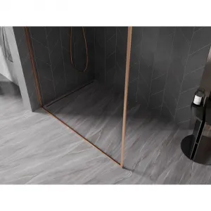 MEXEN/S - Kyoto-XF Sprchová zástena WALK-IN s rámom 50 x 202, transparent 10 mm, meď kartáčovaná 800-050-104-65-00-X