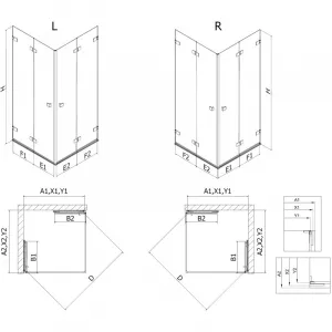 MEXEN/S - Lunar-F Duo sprchovací kút skladacie dvere 85 x 80, transparent, chróm 836-085L-080P-01-00