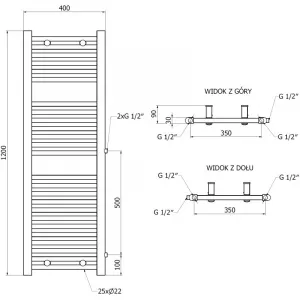 MEXEN - Mars vykurovací rebrík/radiátor 1200 x 400 mm, 439 W, biela W110-1200-400-00-20-S