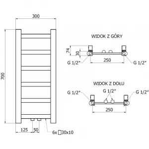 MEXEN - Bolt vykurovací rebrík/radiátor 700 x 300 mm, 141 W, biela W126-0700-300-00-20