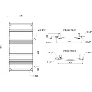 MEXEN - Ares vykurovací rebrík/radiátor 900 x 500 mm, 372 W, biela W102-0900-500-00-20-S