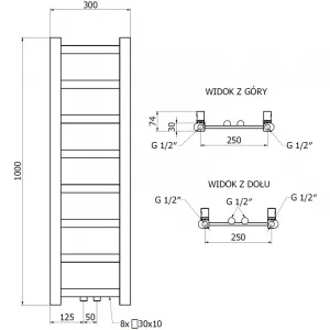 MEXEN - Bolt vykurovací rebrík/radiátor 1000 x 300 mm, 197 W, čierna W126-1000-300-00-70