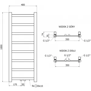 MEXEN - Bolt vykurovací rebrík/radiátor 1000 x 400 mm, 228 W, biela W126-1000-400-00-20
