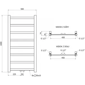 MEXEN - Bolt vykurovací rebrík/radiátor 1000 x 500 mm, 259 W, biela W126-1000-500-00-20