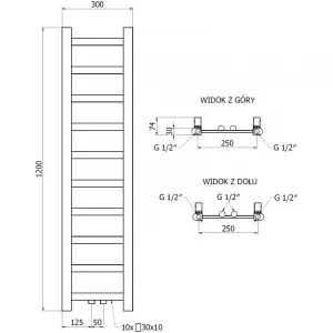 MEXEN - Bolt vykurovací rebrík/radiátor 1200 x 300 mm, 240 W, antracit W126-1200-300-00-66