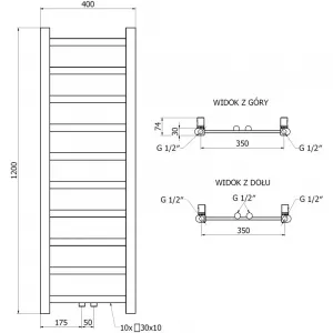 MEXEN - Bolt vykurovací rebrík/radiátor 1200 x 400 mm, 220 W, chróm W126-1200-400-00-01