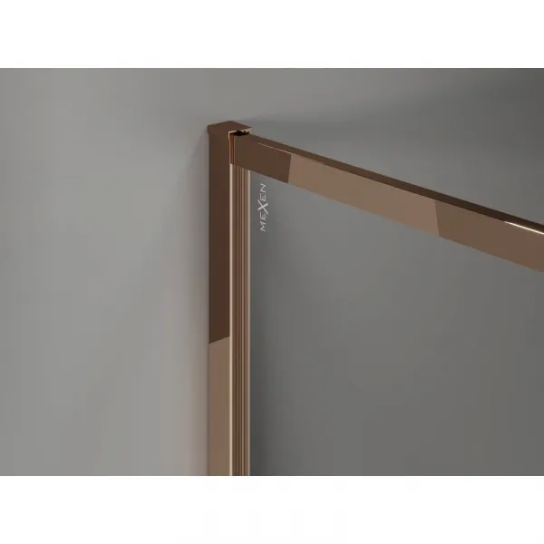 MEXEN/S - Kyoto-XF Sprchová zástena WALK-IN s rámom 100 x 202, grafit 10 mm, ružové zlato 800-100-104-60-40-X