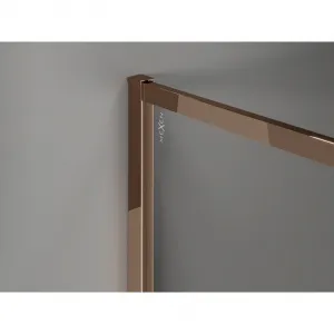 MEXEN/S - Kyoto-XF Sprchová zástena WALK-IN s rámom 100 x 202, grafit 10 mm, ružové zlato 800-100-104-60-40-X