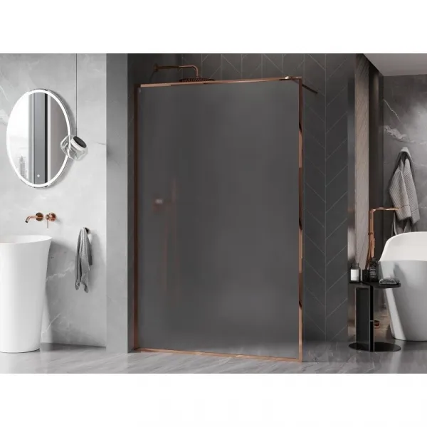 MEXEN/S - Kyoto-XF Sprchová zástena WALK-IN s rámom 100 x 202, dekor 10 mm, ružové zlato 800-100-104-60-30-X
