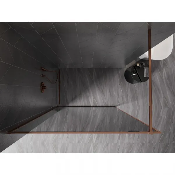 MEXEN/S - Kyoto-XF Sprchová zástena WALK-IN s rámom 80 x 202, grafit 10 mm, ružové zlato 800-080-104-60-40-X