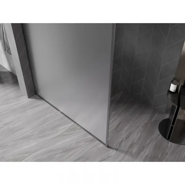 MEXEN/S - Kyoto-XF Sprchová zástena WALK-IN s rámom 80 x 202, dekor 10 mm, grafit kartáčovaná 800-080-104-66-30-X