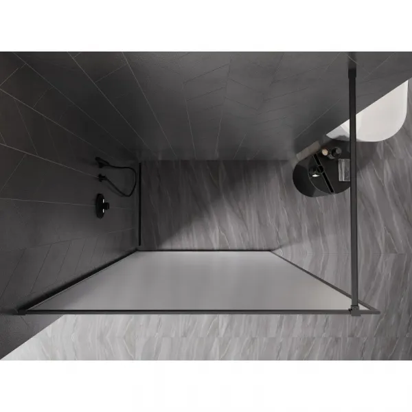 MEXEN/S - Kyoto-XF Sprchová zástena WALK-IN s rámom 80 x 202, dekor 10 mm, grafit kartáčovaná 800-080-104-66-30-X