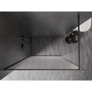 MEXEN/S - Kyoto-XF Sprchová zástena WALK-IN s rámom 80 x 202, dekor 10 mm, grafit kartáčovaná 800-080-104-66-30-X