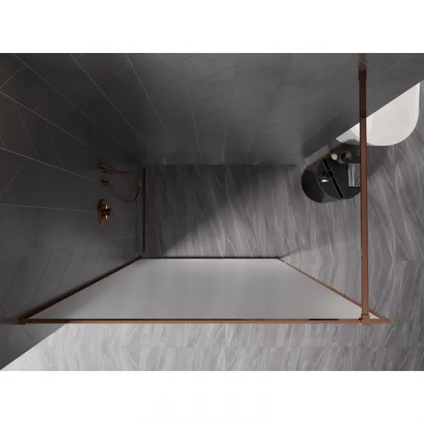 MEXEN/S - Kyoto-XF Sprchová zástena WALK-IN s rámom 100 x 202, dekor 10 mm, ružové zlato 800-100-104-60-30-X