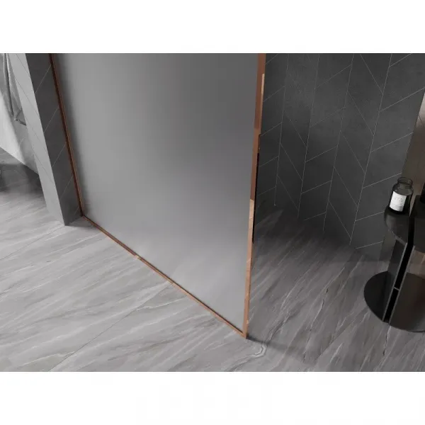 MEXEN/S - Kyoto-XF Sprchová zástena WALK-IN s rámom 100 x 202, dekor 10 mm, ružové zlato 800-100-104-60-30-X