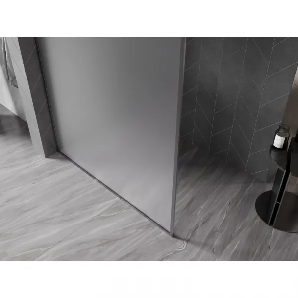 MEXEN/S - Kyoto-XF Sprchová zástena WALK-IN s rámom 100 x 202, dekor 10 mm, grafit kartáčovaná 800-100-104-66-30-X