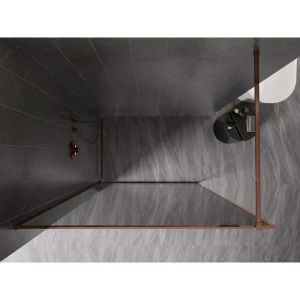 MEXEN/S - Kyoto-XF Sprchová zástena WALK-IN s rámom 100 x 202, grafit 10 mm, ružové zlato 800-100-104-60-40-X