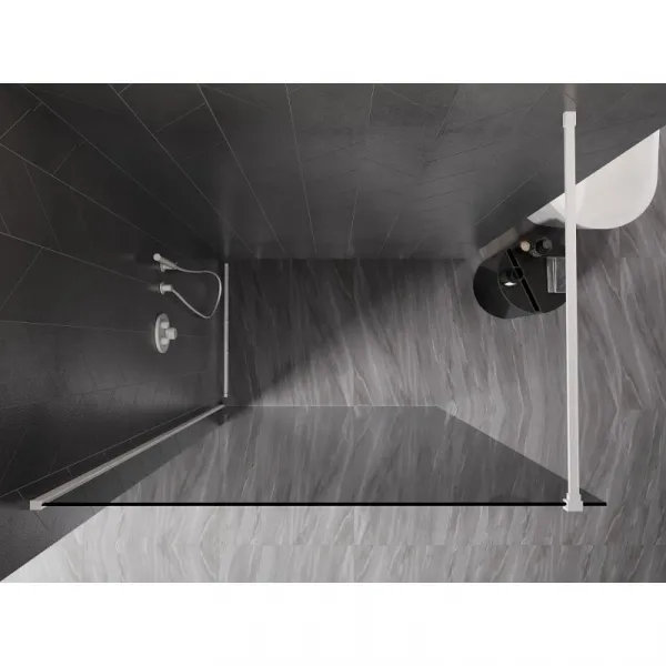 MEXEN/S - Kyoto-X Sprchová zástena WALK-IN 80 x 200, grafit 10 mm, biela 800-080-101-20-40-X