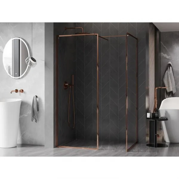MEXEN/S - Kyoto-F Sprchová zástena WALK-IN s rámom 105 x 70, transparent 8 mm, ružové zlato 800-105-202-04-60-070